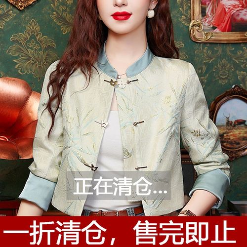 速发新中式国风外尚外套2042新款盘扣短款开衫时搭改良旗袍上衣