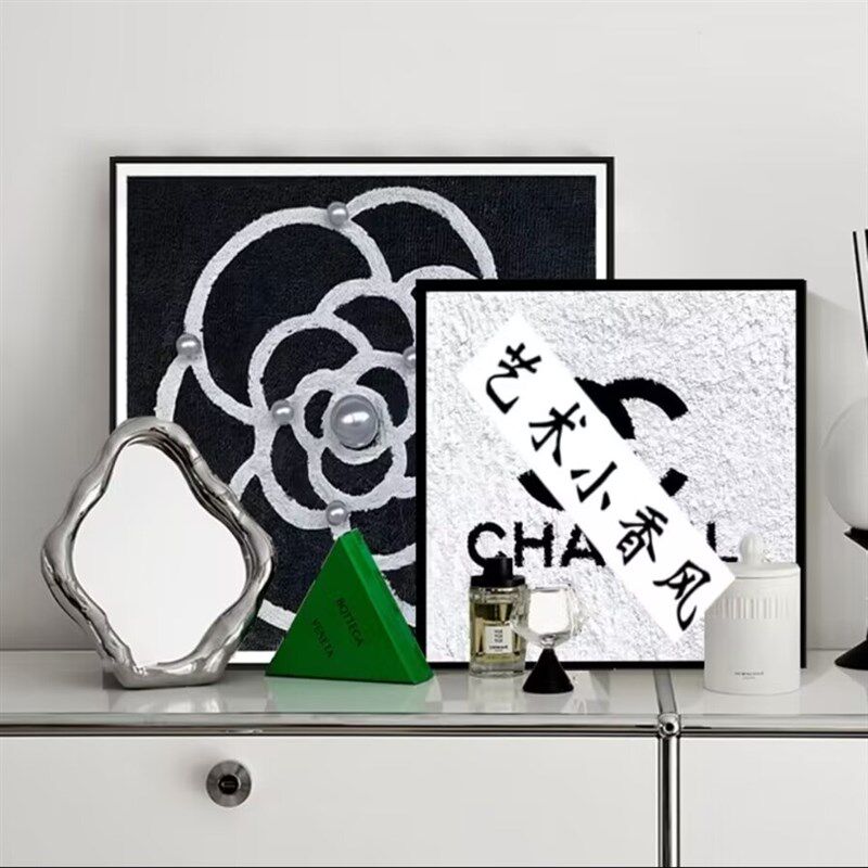 速发黑白装饰画台级感艺术画挂客厅卧室床头摆高画餐厅镜子画