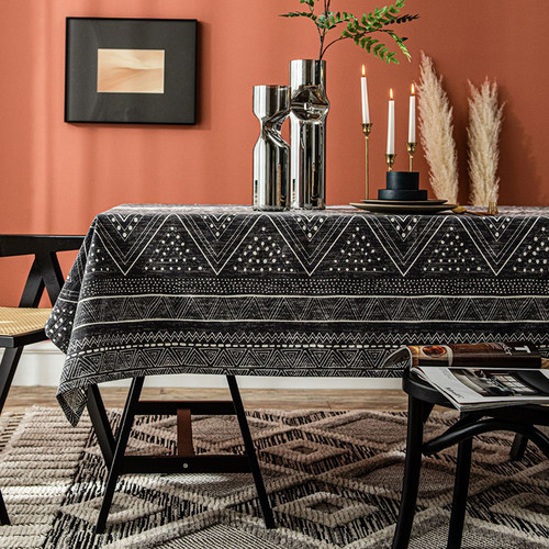 速发黑色桌布美式工业风复古茶几布网红拍照法式is风客厅高级感轻