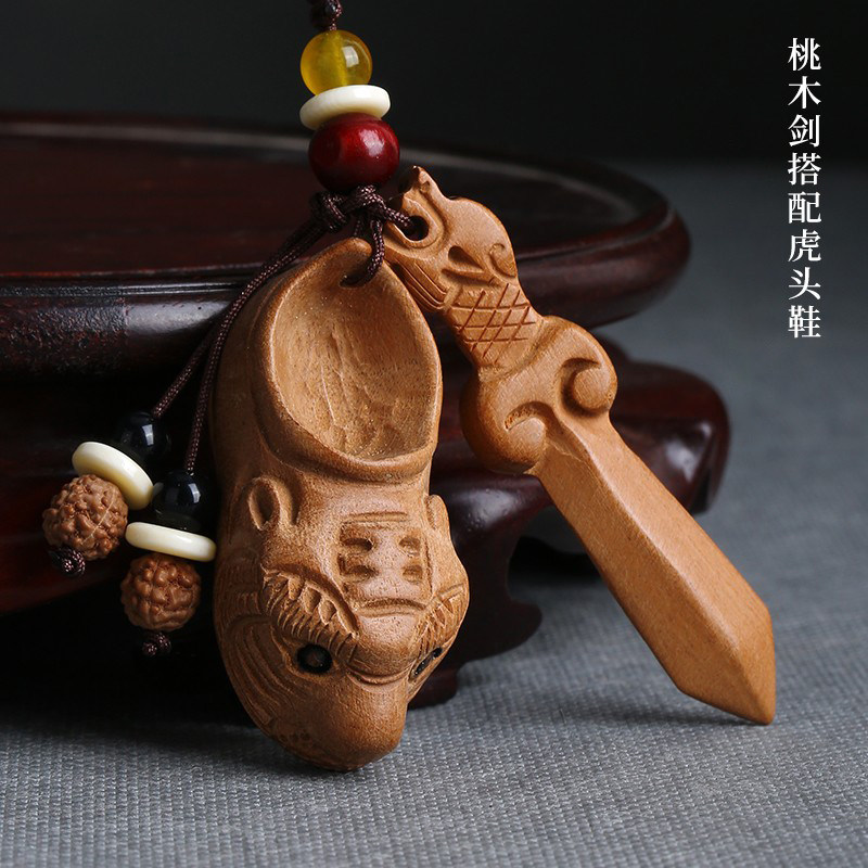 速发正宗真桃木身挂件剑小挂件纯手工儿童款随刀汽车扣随身