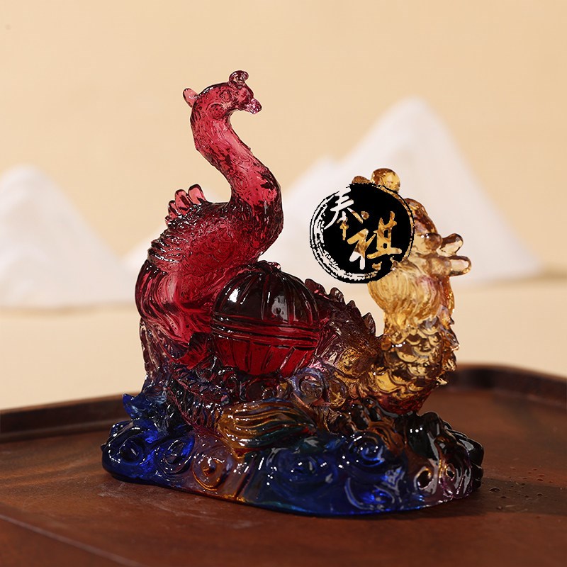 速发宋韶光2026马年属鸡[龙凤和鸣]吊坠摆件宋绍光招财琉璃装饰