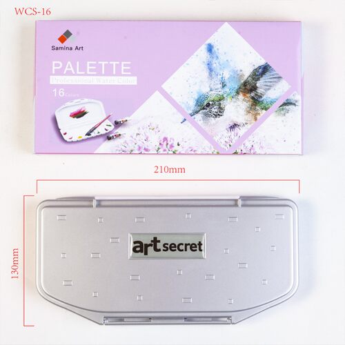 速发秀明16格水彩颜料调色盒折叠保湿翻盖写生颜料盒水粉调色盘调