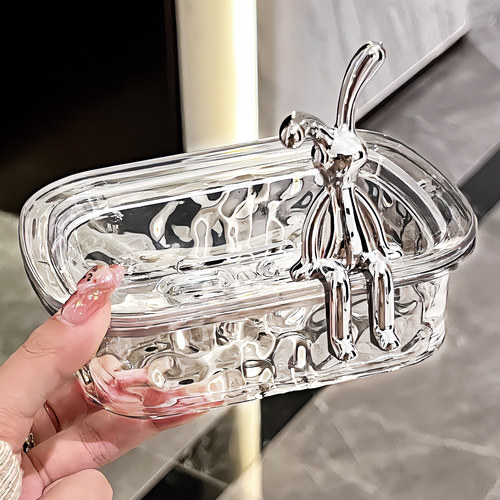 速发卫香间洗手台肥皂盒家用高档浴室放生皂盒双层物置架高级沥水