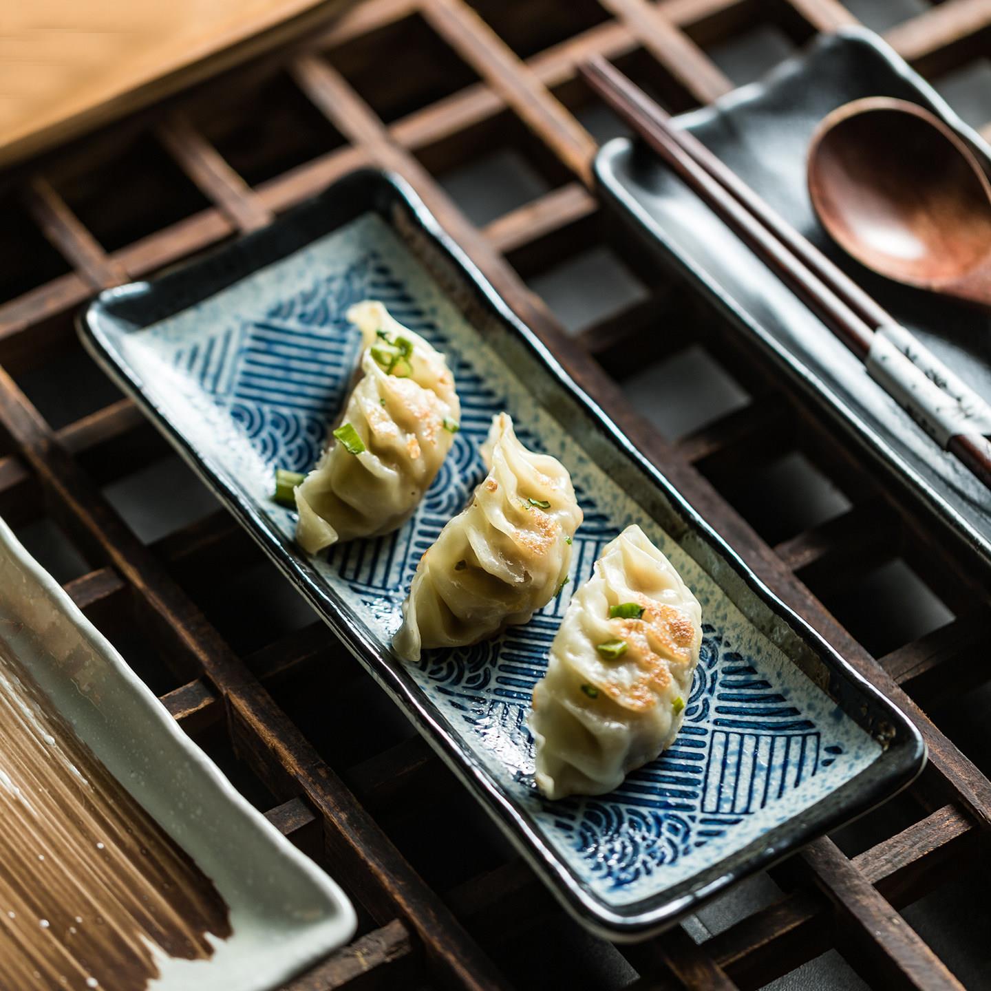 复古餐具长方盘寿司盘高级感点心盘饺子盘精致菜盘西餐厅甜品盘