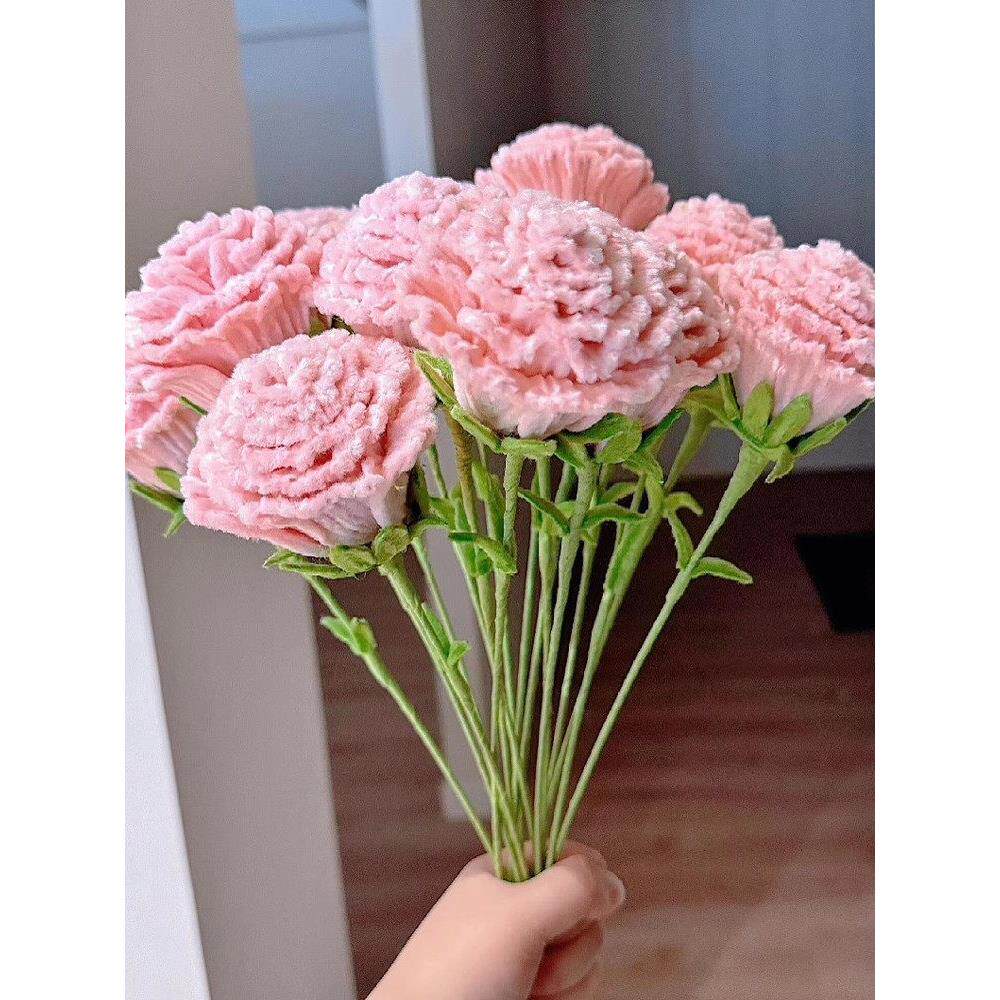 成品扭扭棒康乃馨手工花束diy材料包自制仿真花母亲节送妈妈礼物