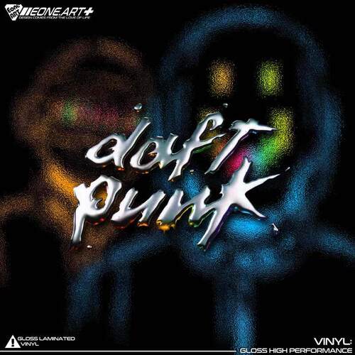 EONE反光车贴 电音组合Daft Punk蠢朋克乐队logo玻璃漆面镂空贴纸