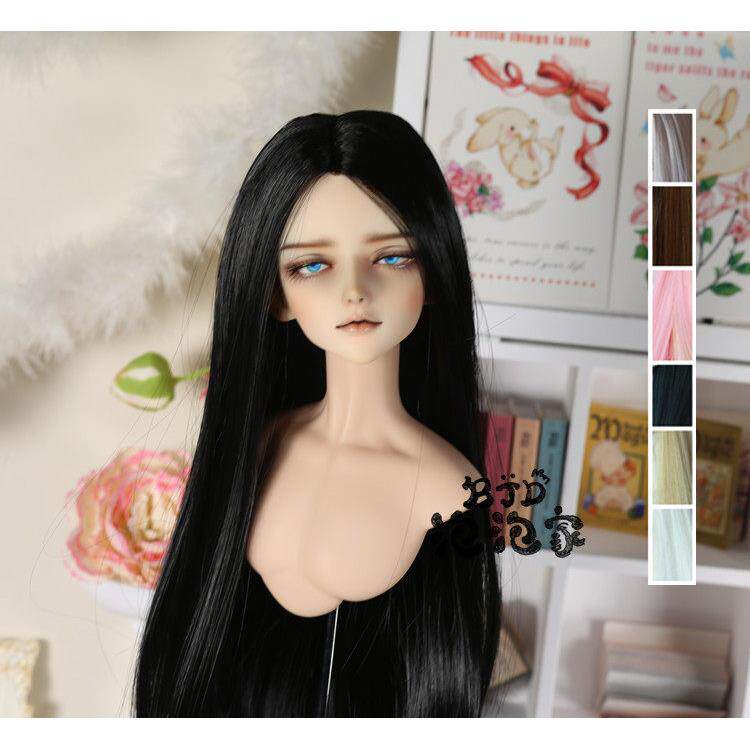 BJD.SD娃高温丝假发伪美人尖服帖款黑直长发古风龙魂叔as