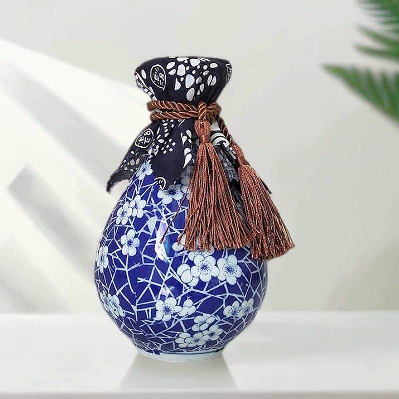 景德镇青花瓷酒瓶1斤2斤3斤5斤10斤小口带盖密封家用酒罐装酒酒坛