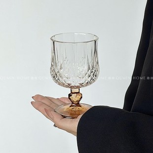 快速发货趣皿ins风复古浮雕红酒D杯高脚玻璃葡萄酒杯子家用香槟酒
