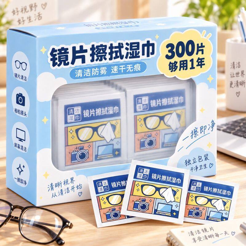 一次性独立装眼镜镜头清洁湿巾