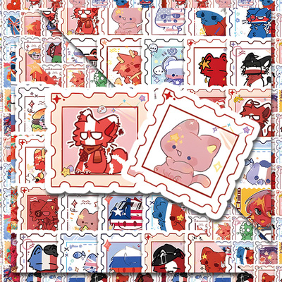 CH国拟邮票贴纸装饰小图案打包di