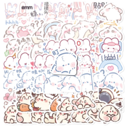 100张眠眠兔贴纸手机壳DIY贴纸水杯装饰贴纸手账贴纸行李箱贴纸笔记本电脑贴纸