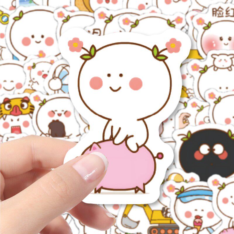 二花贴纸可爱卡通表情包儿童女孩手机壳手账行李箱装饰防水diy贴画