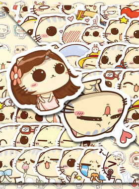 CC猫贴纸女孩儿童可爱卡通手账防水桌面遮丑打包咕卡素材diy贴画