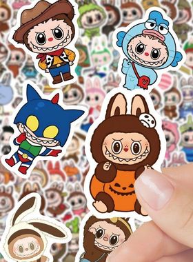 160张卡通可爱Labubu拉布布周边贴纸手账装饰手机笔记本防水行李箱贴纸