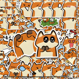 120张卡通小狐狸贴纸笔记本电脑保温杯行李箱水杯防水装 饰DIY贴画