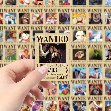 140张海贼王悬赏令二次元动漫路飞索隆手机壳行李箱贴纸笔记本电脑装饰手账贴画