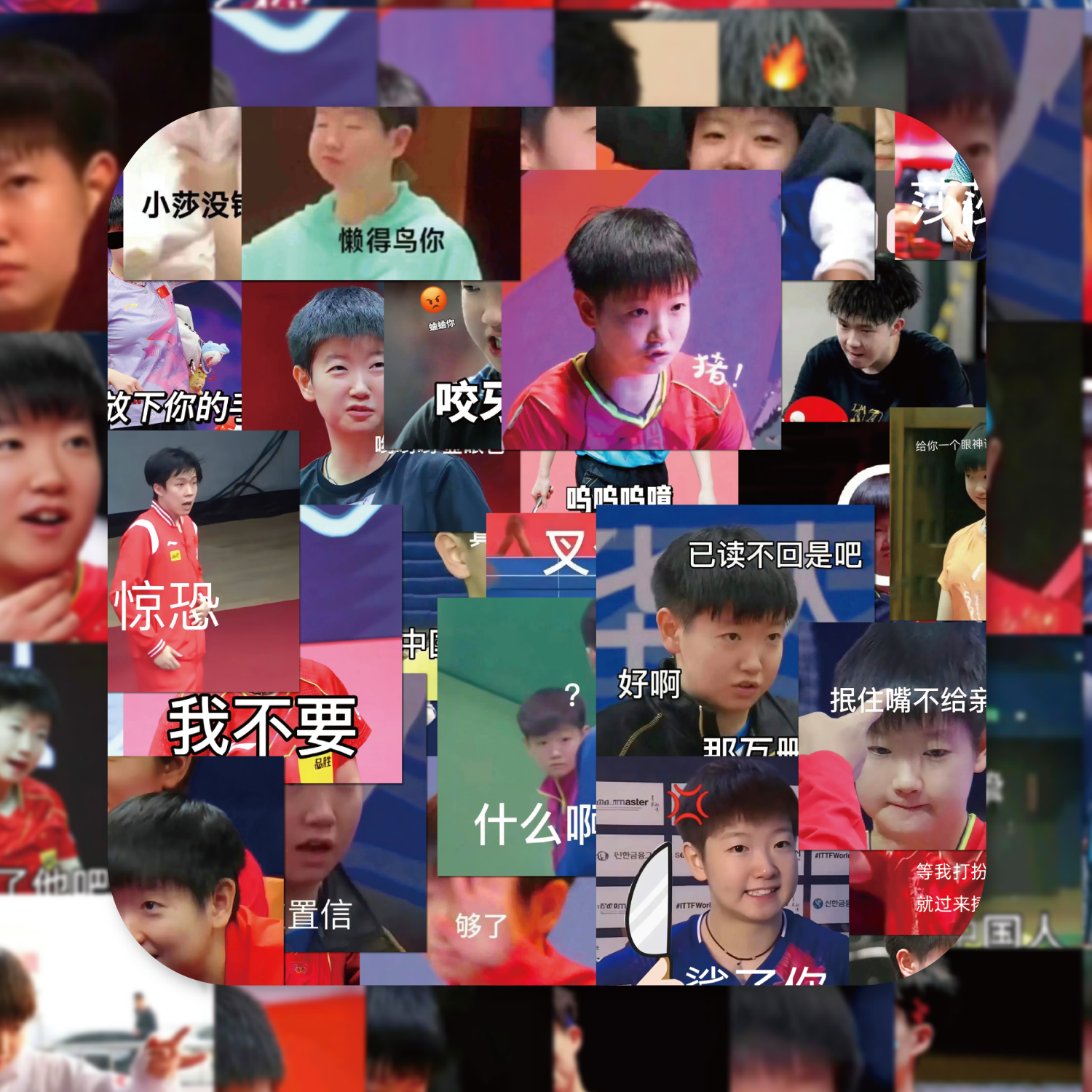 莎头表情包贴纸搞笑搞怪国乒周边