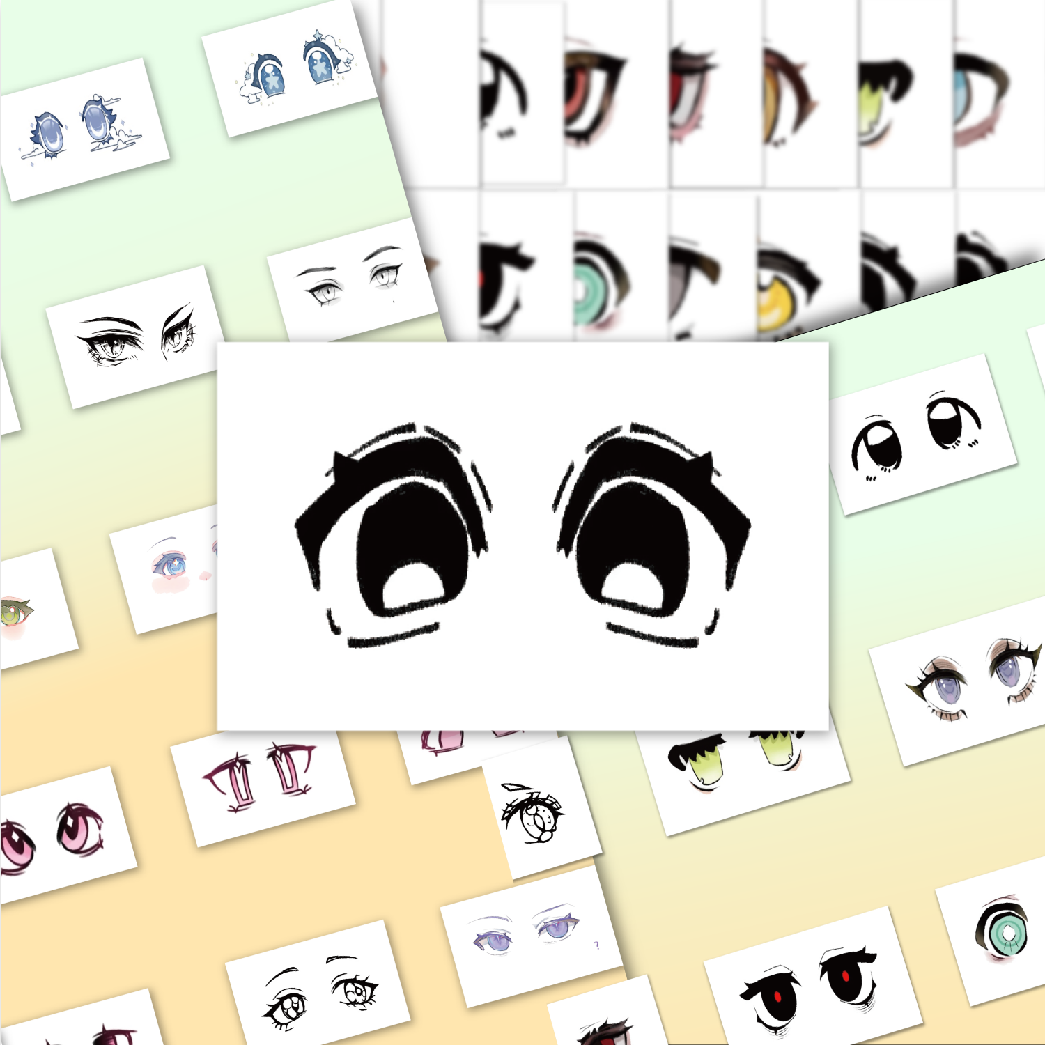 OC眼睛画法贴纸卡通可爱原创防水