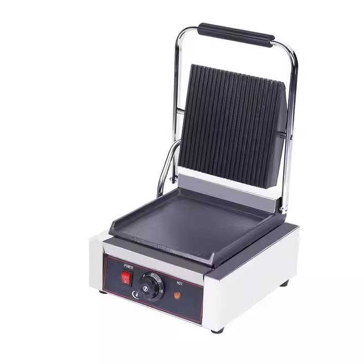 厂家直销电热双头压板扒炉商用煎肉机器帕尼尼烤肉机条纹煎牛扒机