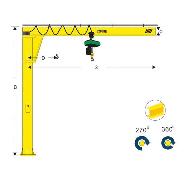 悬臂起重机180度270度60度电动-手动旋转式旋臂吊0.5t-1吨悬臂吊