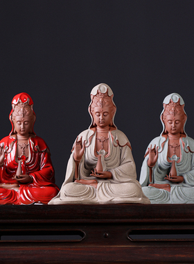 久造中式禅意佛像摆件陶瓷观音菩萨工艺品客厅家用供奉观世音摆设