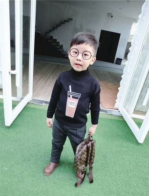冬季童装毛衣男童纯棉毛线衣儿童宝宝小童半高领百搭打底衫12356