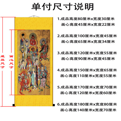 佛菩萨二十四诸天左右护发神像挂画道场案子装饰卷轴画24诸天画像
