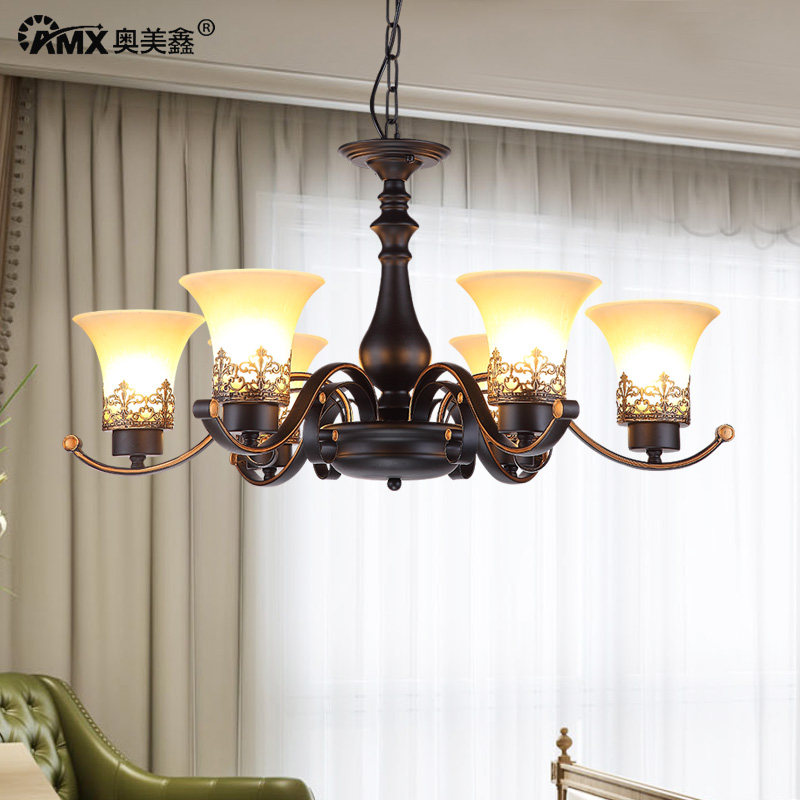 美式乡村吊灯客厅灯简约大气铁艺卧室灯欧式复古田园餐厅艺术吊灯