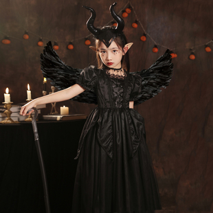万圣节儿童服装沉睡魔咒女童公主裙角色扮演cos吸血鬼女巫演出服