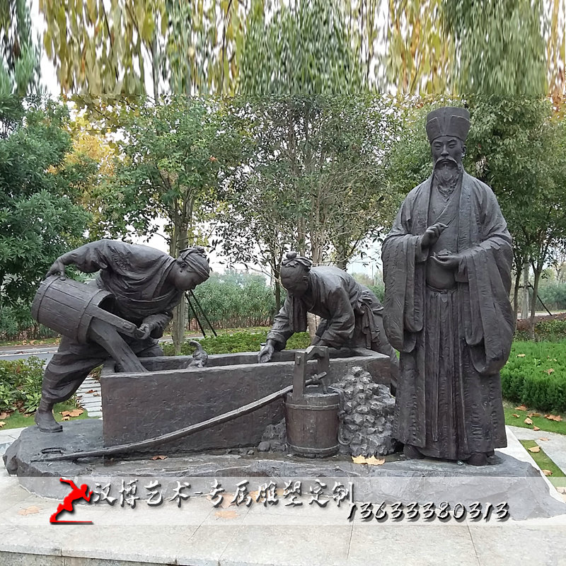 玻璃钢仿铜人物雕塑户外广场镇远古镇人物情景铜雕铸铜古代人物像