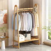 简易衣帽架卧室客厅实木挂衣架落地家用室内房间晾衣服架子置物架