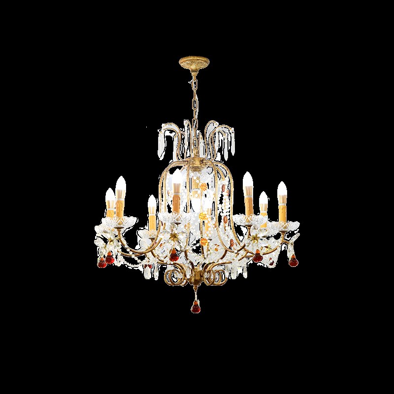 全美一丁 新款法式水晶珠串吊灯浪漫中古宫廷橱窗餐厅客厅蜡烛灯