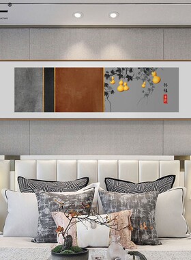 新中式卧室装饰画葫芦福禄吉祥寓意床头壁画客厅书房民宿复古挂画