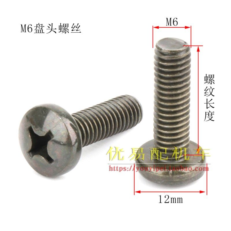 摩托车电动车通用大扁头帽头6mm十字头螺丝 踏板车牌照排气管螺丝