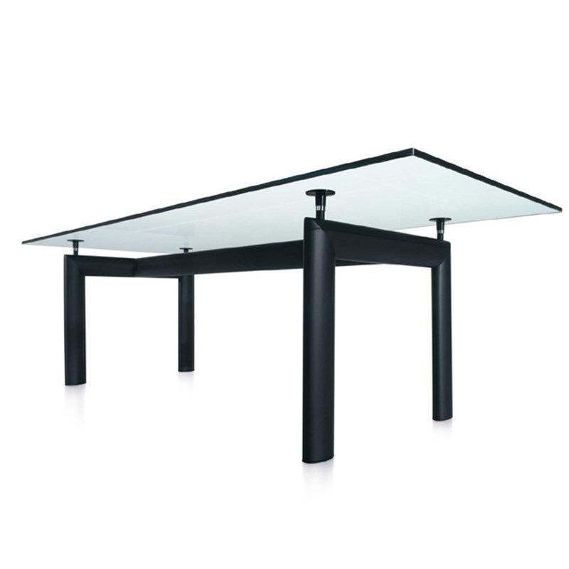 中古包豪斯设计师LC6餐桌柯布西耶钢化玻璃办公桌长方形洽谈桌子