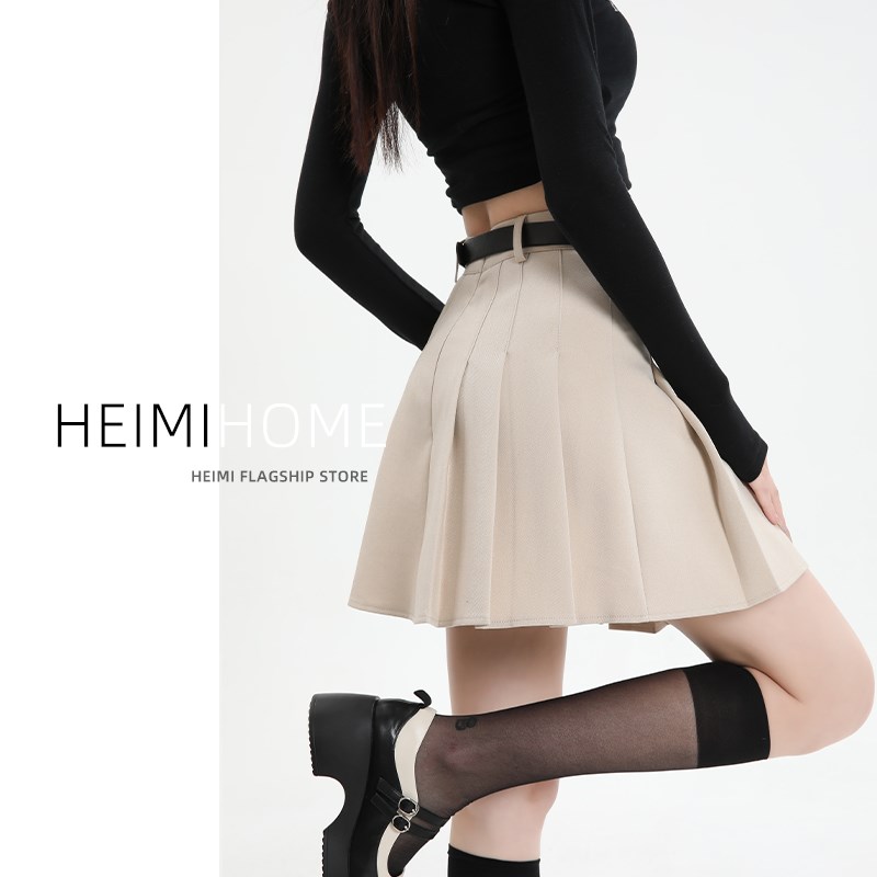 灰色百褶裙女春夏秋高腰显瘦防走光西装半身裙小个子A字jk短裙潮