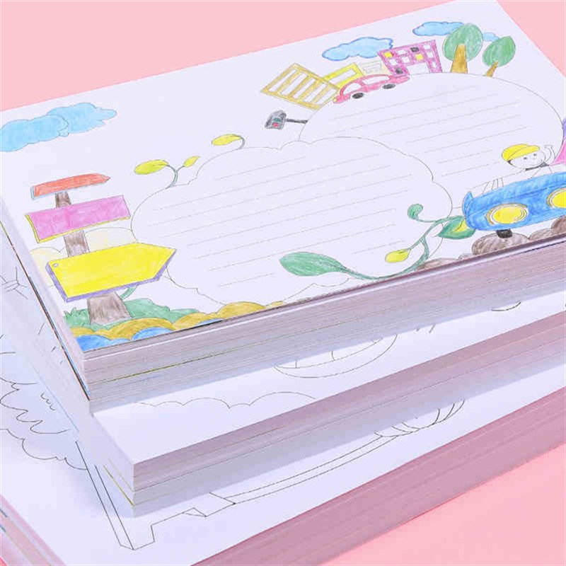 小学生A4校园手抄报模板半成品线描线稿A3手绘图纸小报素材模版稿