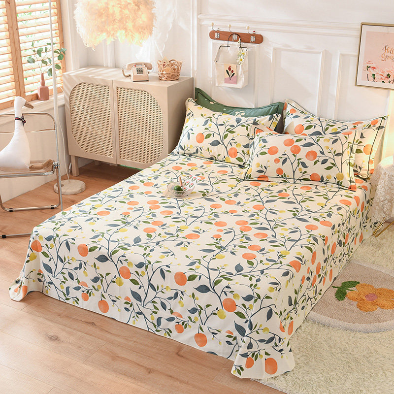 加厚纯棉磨毛床单单件春秋冬床上用品全棉女被单子单双人加大床单