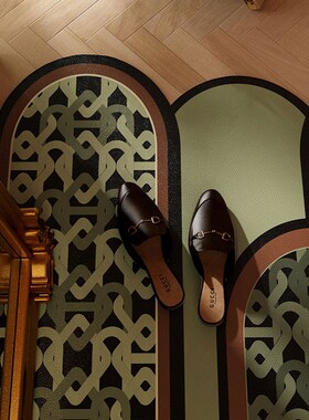 绿色复古地垫入户门垫皮革吸水防滑进门垫可裁剪脚垫室内门口地毯