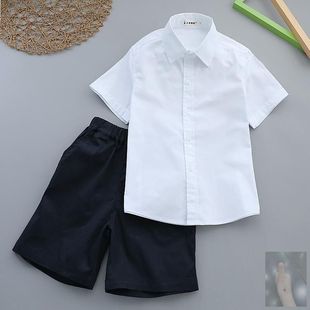 儿童白色短袖 衬衣幼儿园演出服小主持人六一小学生大合唱表演服装