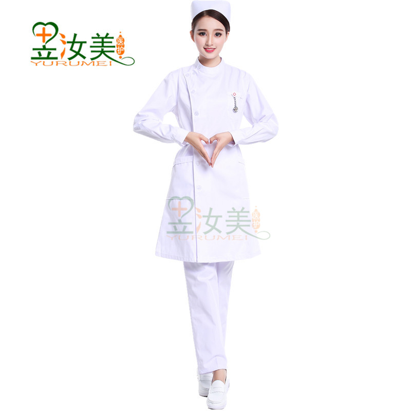 护士服长袖冬装女白大褂短袖偏襟立领实习生纹绣师院美容师工作服