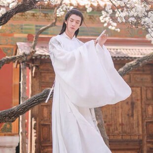 汉服男交领明制汉服古风长袖圆领袍绣花飘逸书生男女民族情侣套装