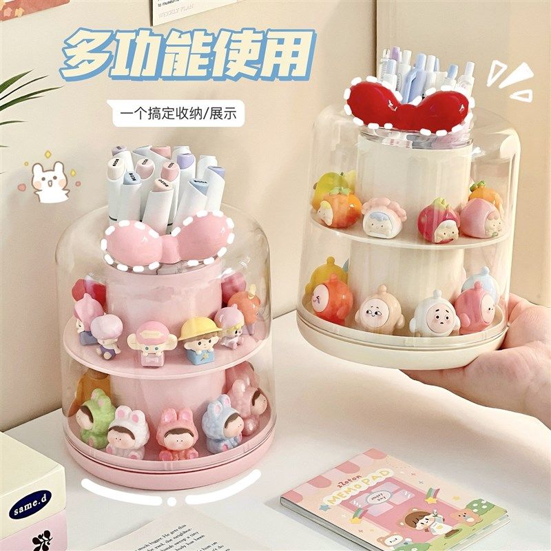 萌粒展示架笔筒旋转桌面办公室书桌收纳盒置物架吧唧模型周边痛盒,文具电教/文化用品/商务用品,笔筒,淘宝优惠券,粉丝福利购,淘宝优惠卷