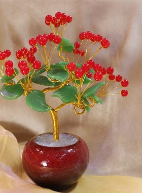 水晶玉髓摇钱树家居客厅创意装饰酒柜玄关桌面闺蜜生日伴手礼摆件