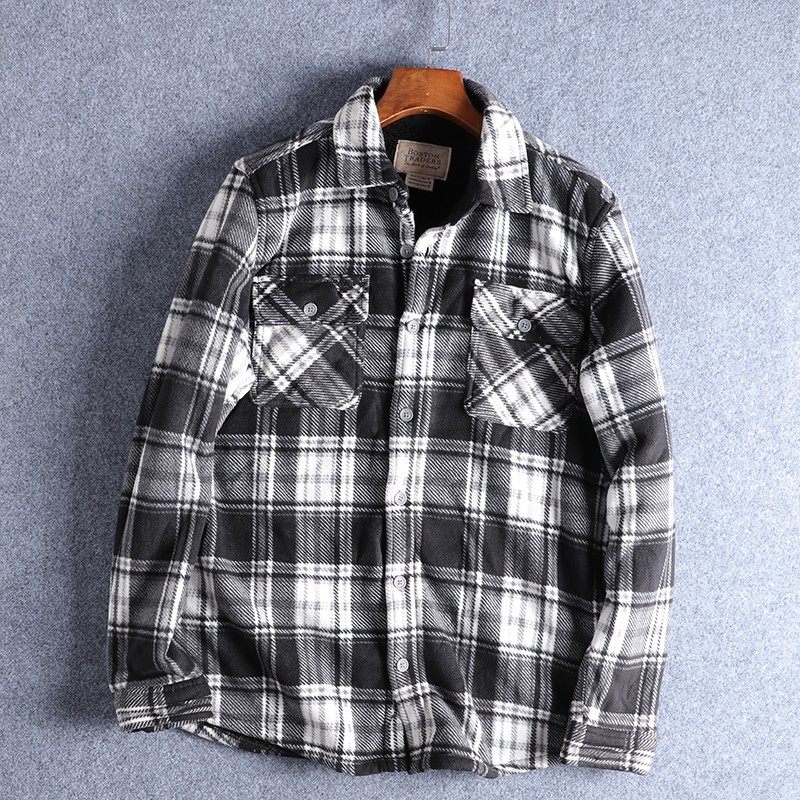 捡漏款!零下十度没问题。秋冬男士新款加绒加厚夹棉格纹衬衫外套