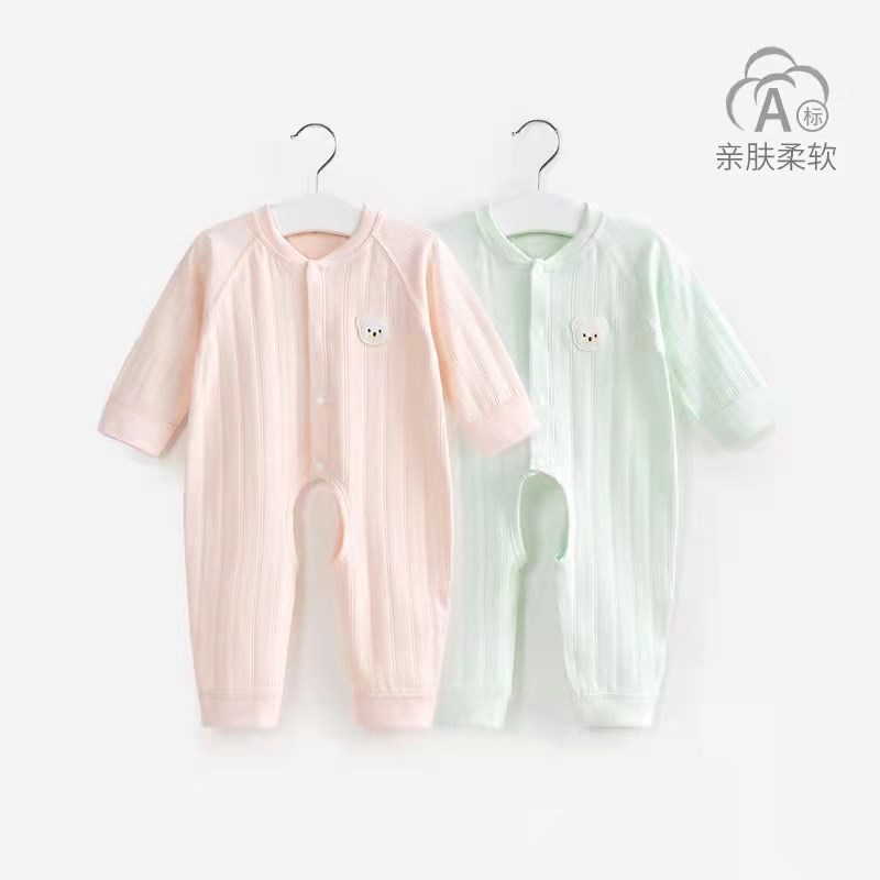 婴儿开档连体衣春秋薄款新生儿爬服长袖打底睡衣男女宝宝哈衣