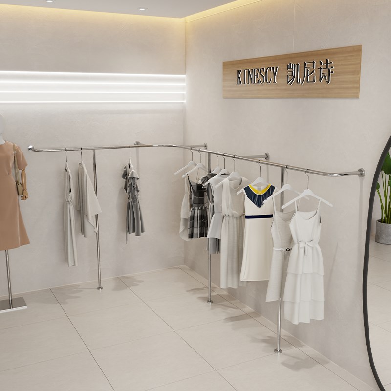 凯尼诗服装店上墙架不锈钢展示架女装店货架童装店陈列架简约时尚