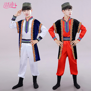 速发新疆舞蹈尔出服儿童男维族服饰回族哈萨克族维吾演族民族服装