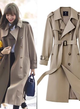 速发4isa今年流行韩中风衣外套系长款春202l新款风宽松